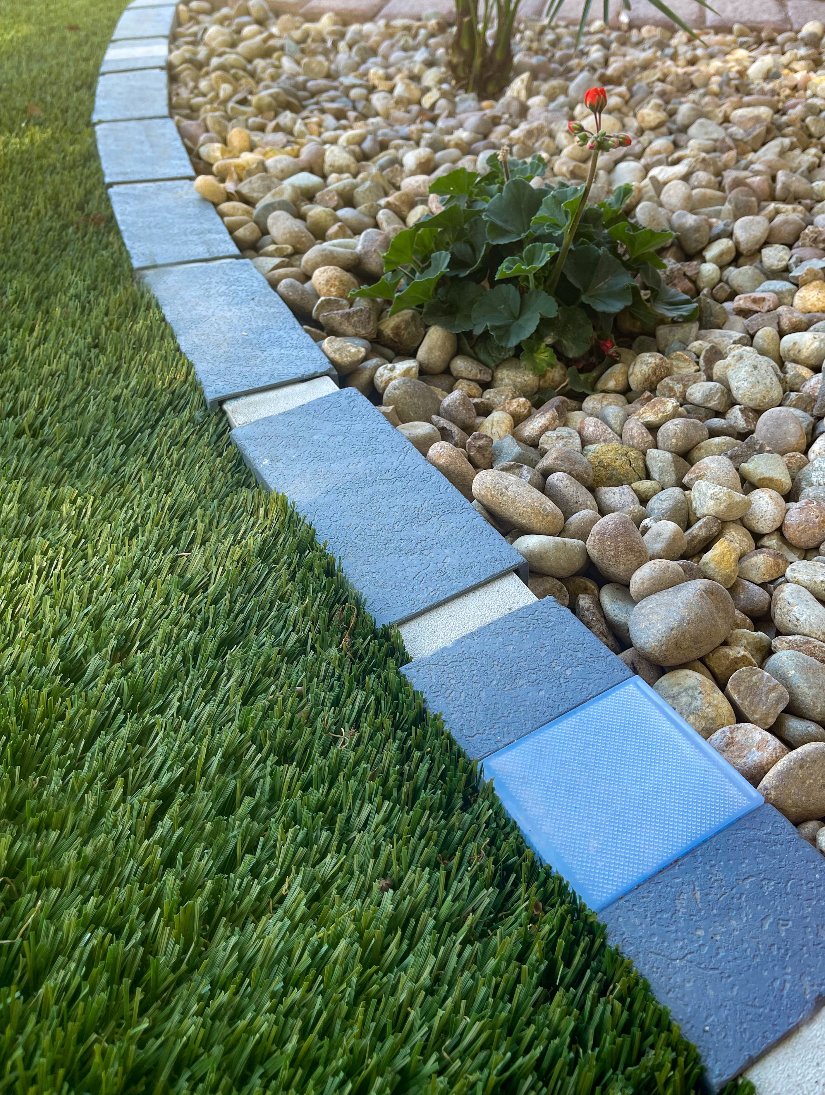 Let's Edge It! Decorative Plastic Brick Edging with 4 Built-in Solar Lights, Terra Cotta, 20-Foot Kit - Argee RG820SG, Gray