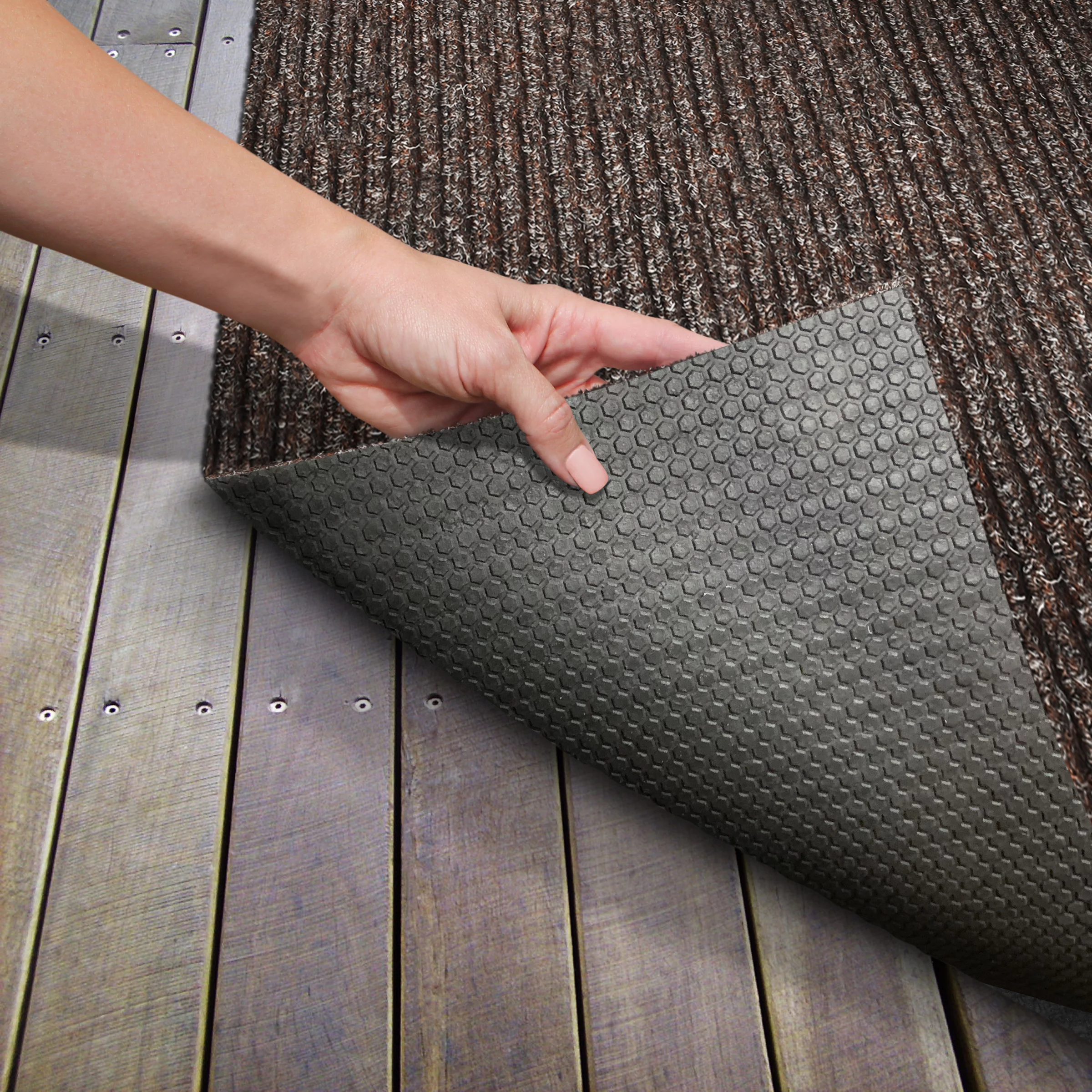 Heavy-Duty Ribbed Indoor/Outdoor Carpet with Rubber Marine Backing - Tuscan Brown 6' x 10' - Several Sizes Available - Carpet Flooring for Patio, Porch, Deck, Boat, Basement or Garage