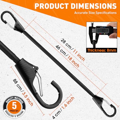 HORUSDY 31-Piece Premium Bungee Cords Assortment Jar, Includes 10”,18”,24”,32”,40” Bungee Cords, 6“ Zip Ties, 8”Canopy/Tarp Ball Ties and Crocodile Mouth Tarp Clips