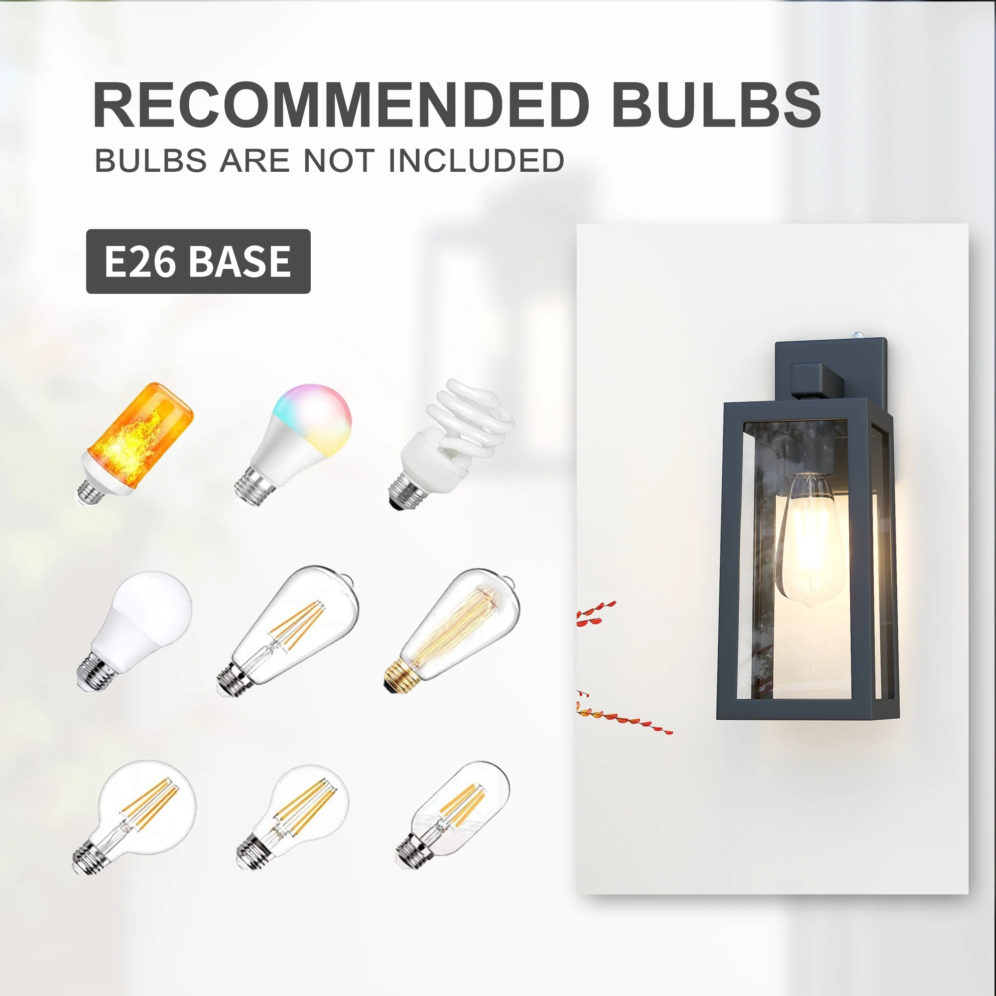 2 PACK Dusk to Dawn Outdoor Wall Lights Fixtures, Waterproof Outside Porch Light for House, Matte Black Exterior Light Fixture with Clear Glass Shade, Anti-Rust Wall Mount Lamp for Garage