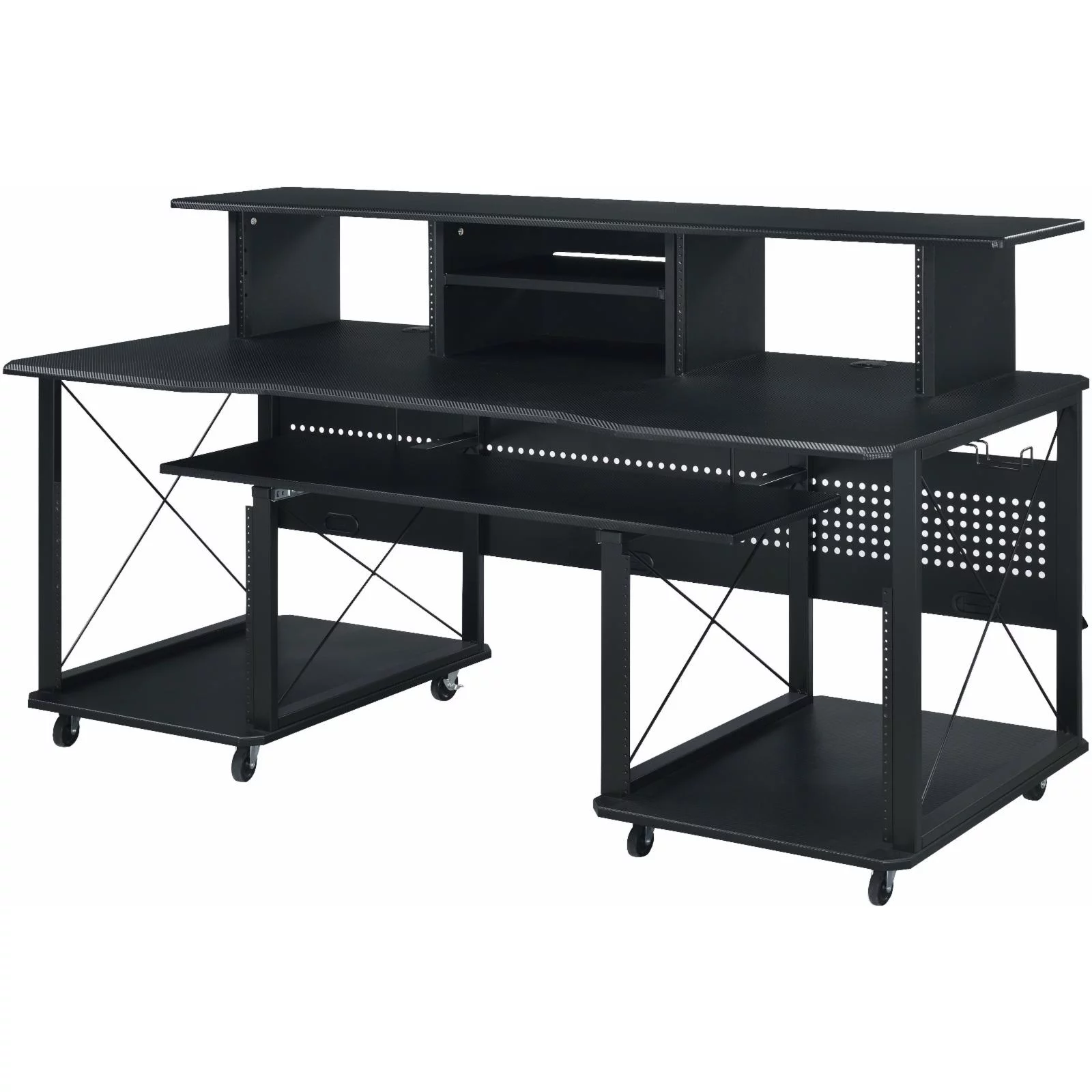 ACME Megara Frame Music Desk with Shelves And Compartments in Black Finish