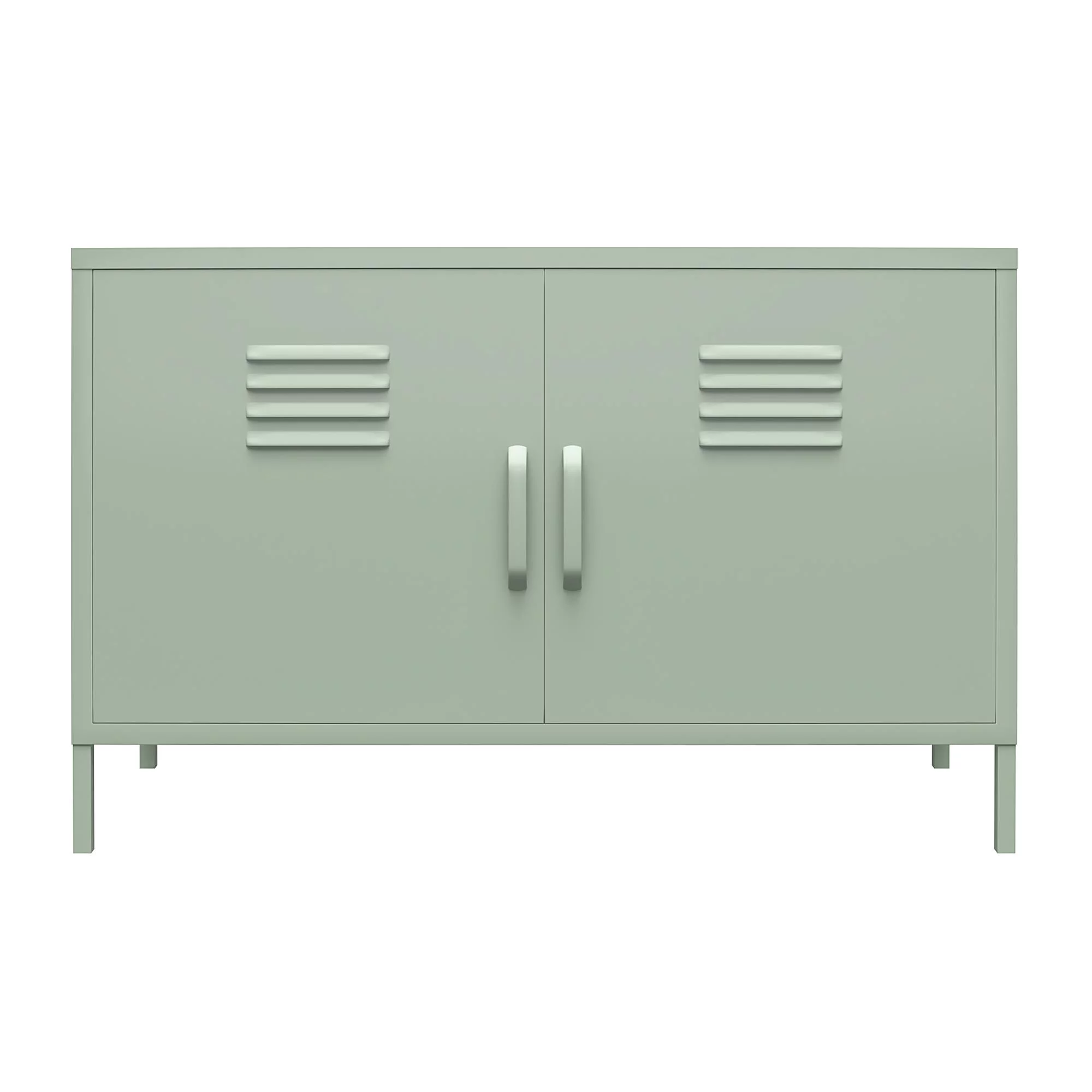RealRooms Shadwick 2 Door Wide Metal Locker Accent Storage Cabinet, Pale Green
