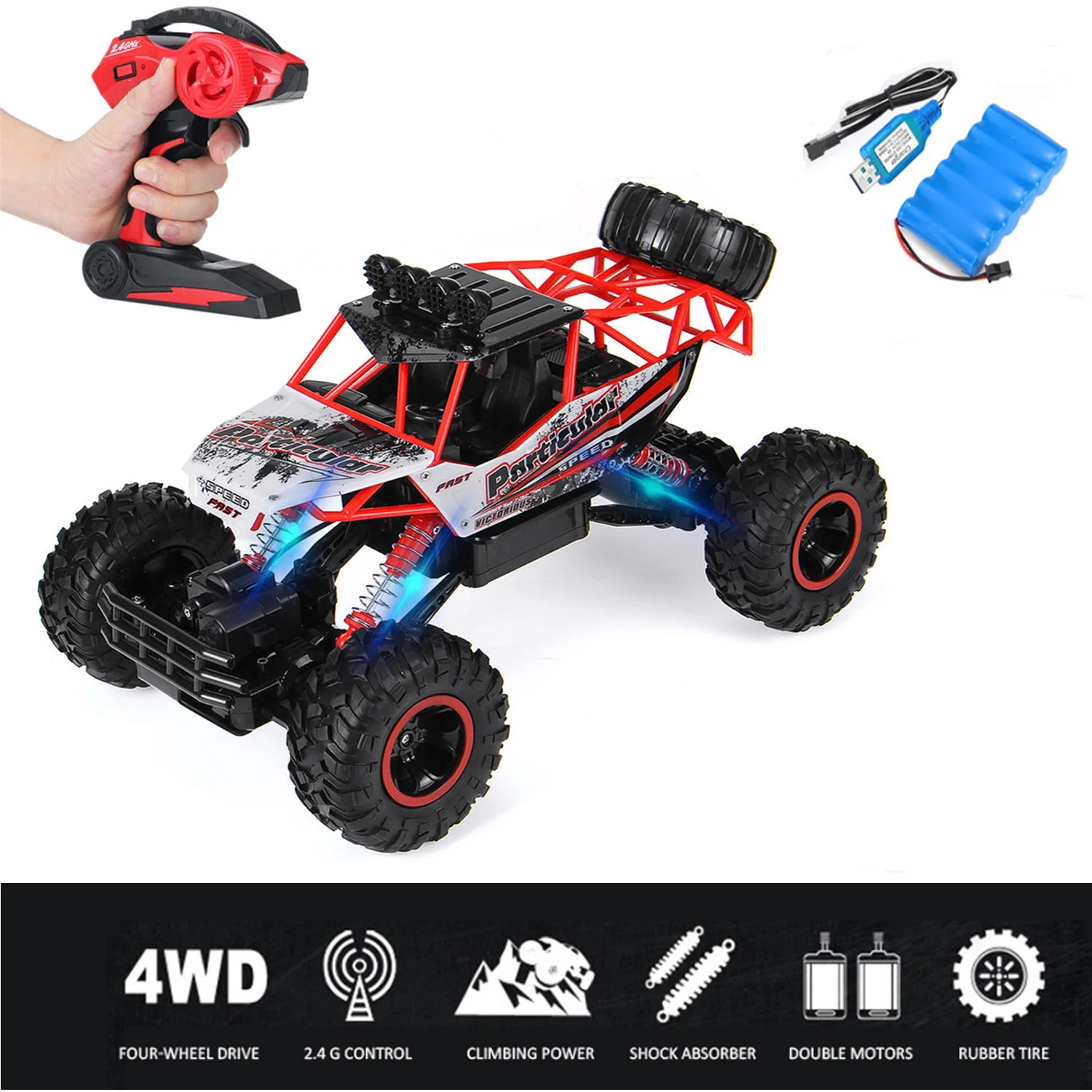 Mukola Large Remote Control Truck 1:12 4WD Rock Crawler Waterproof Remote Control Cars 2.4G Off-Road Climbing Cars with 2 Pack Batteries Vehicle Toy Xmas Gift for Boys