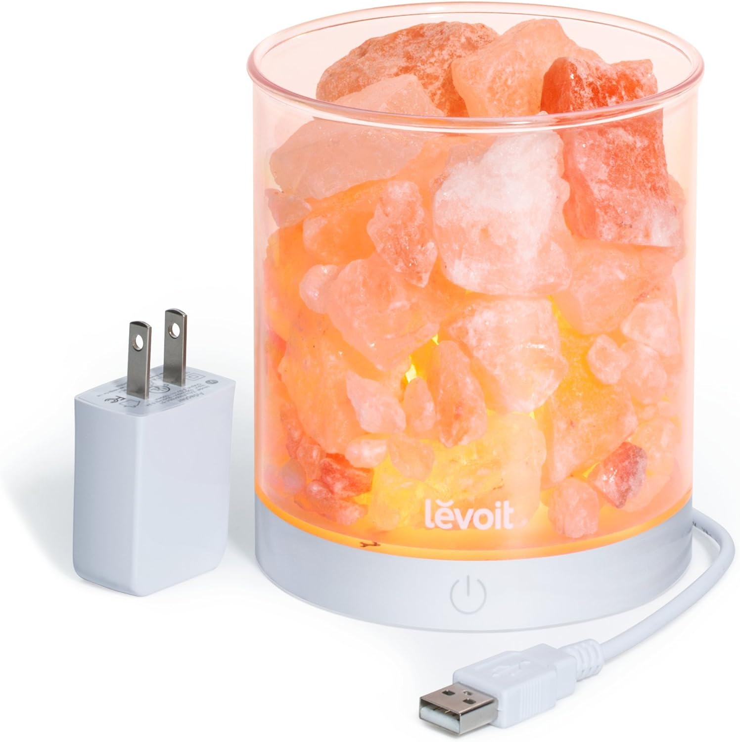 LEVOIT Cora Himalayan, Pink Rock Large Crystal Natural Himilian Sea Salt (ETL Certified) Dimmer Night Light,Gift Lamp, Dimmable Touch Switch