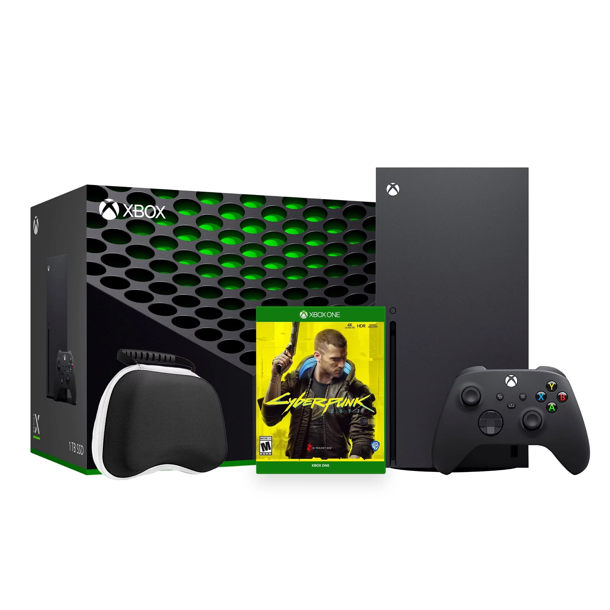 Xbox Series X Console Bundle - Flagship Xbox 1TB SSD Black Gaming Console and Wireless Controller with Cyberpunk 2077 and Xbox Controller Protective Hard Shell Case