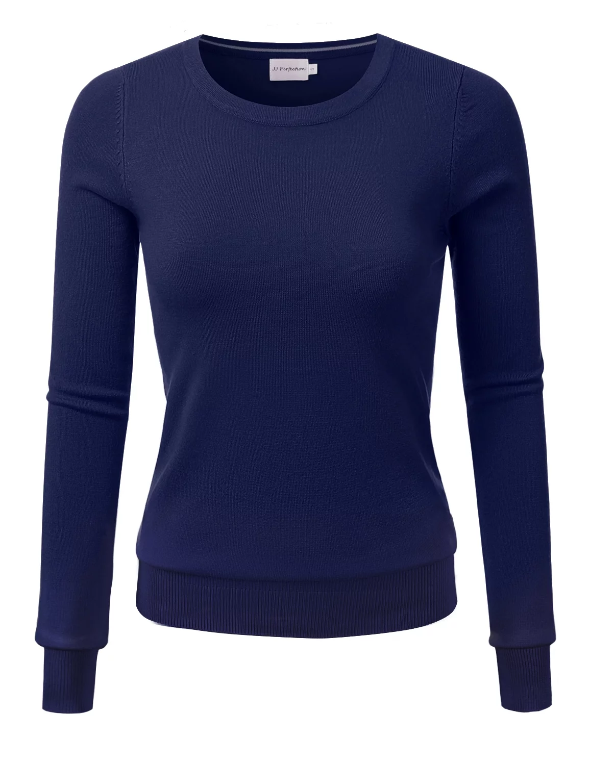JJ Perfection Women's Long Sleeve Crew Neck Pullover Sweater with Plus Size