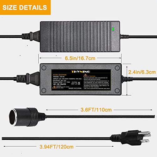 THYNING 12V/5A 60W AC to DC Converter,Car Outlet 110-240V to Cigarette Lighter Power AdapterFit for Car Inflator,Car Diffuser, RV Refrigerator,Vacuum Cleaner Car Electronic Devices Under 60W (5A)