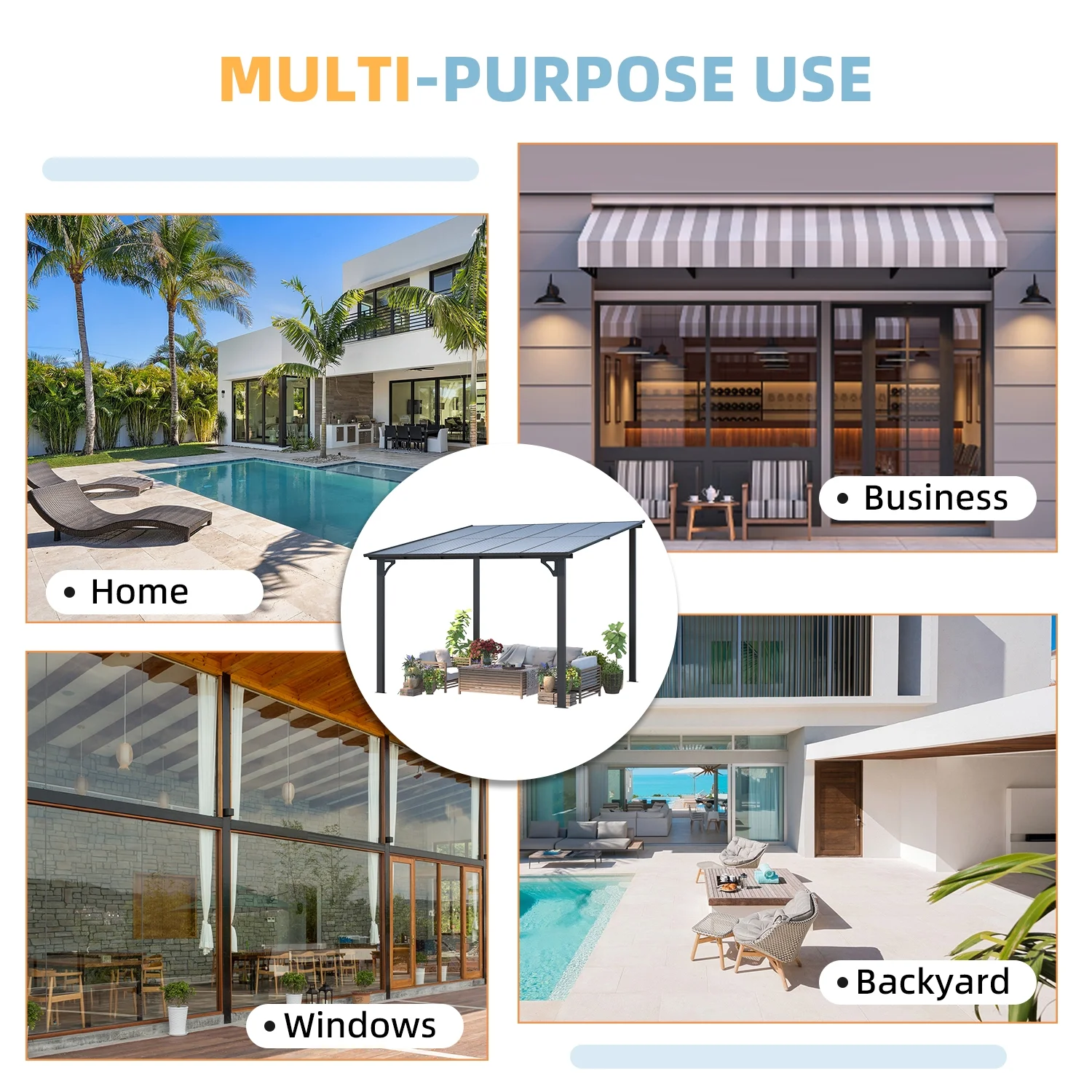 AECOJOY 10' x 10' Hardtop Gazebo Outdoor Aluminum Pergola ​For Garden, Patio, Backyard-​Gray