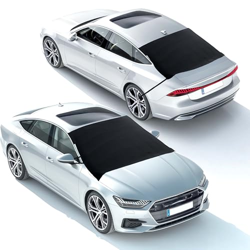 EcoNour Windshield Cover for Ice and Snow with Side Mirror Covers (2-Pack) | Waterproof Windshield Snow Cover for Winter Protection | Universal Fit for Cars, SUVs, Trucks