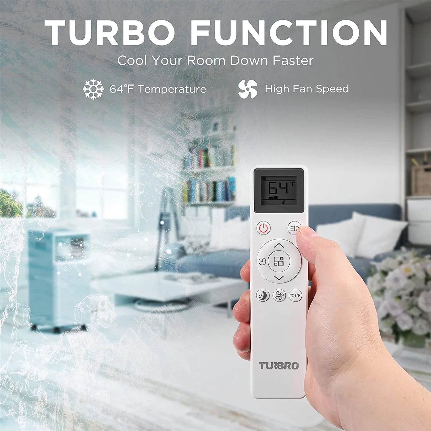 TURBRO Greenland 8,000 BTU Portable Air Conditioner, Dehumidifier and Fan, 3-in-1 Floor AC Unit for Rooms up to 300 Sq ft, Sleep Mode, Timer, Remote Included (5,000 BTU Sacc)