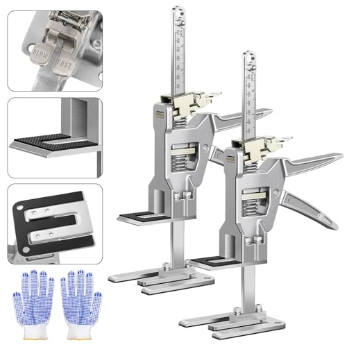 Labor Saving Arm Jack 2 Pack, 12 Inch All-Metal Hand Lifting Jack Tool, Precise Control Slow/Fast Descent, 440LBS Capacity Wall Tile Locator for Lifting Door Furniture, Wall Tile Positioning