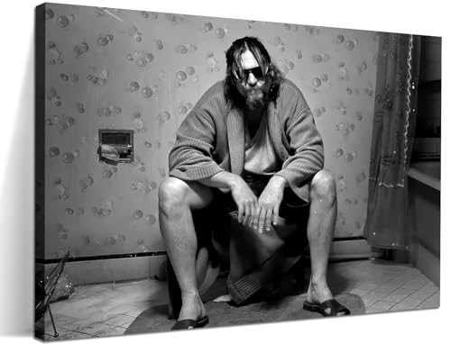 Funny Bathroom Wall Art Set of 2 - Black and White Vintage Humor Bathroom Wall Decor, Dumb And Dumber Movie Posters Bathroom Art, Funny Bathroom Decor Canvas Wall Art 12x16in Framed