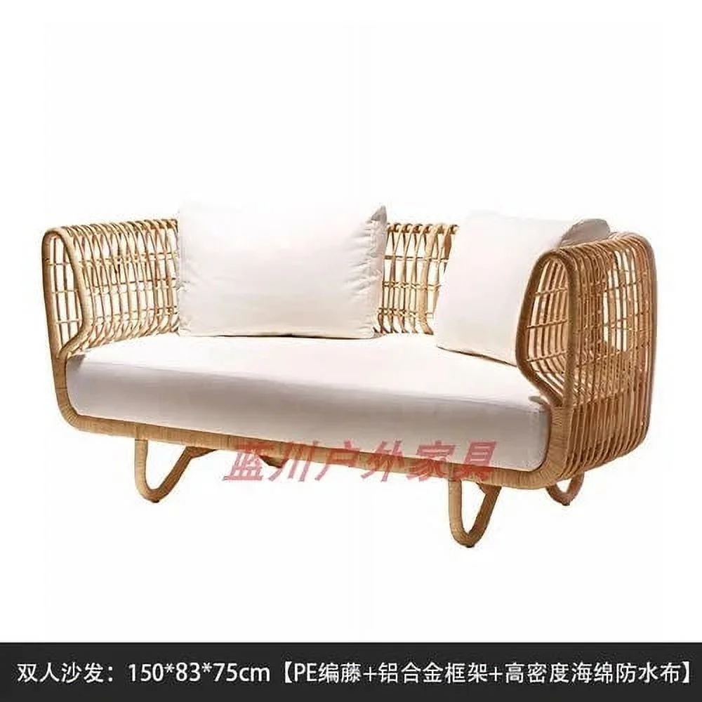Outdoor sofa sofa bird's nest true rattan balcony furniture villa natural rattan woven leisure single courtyard