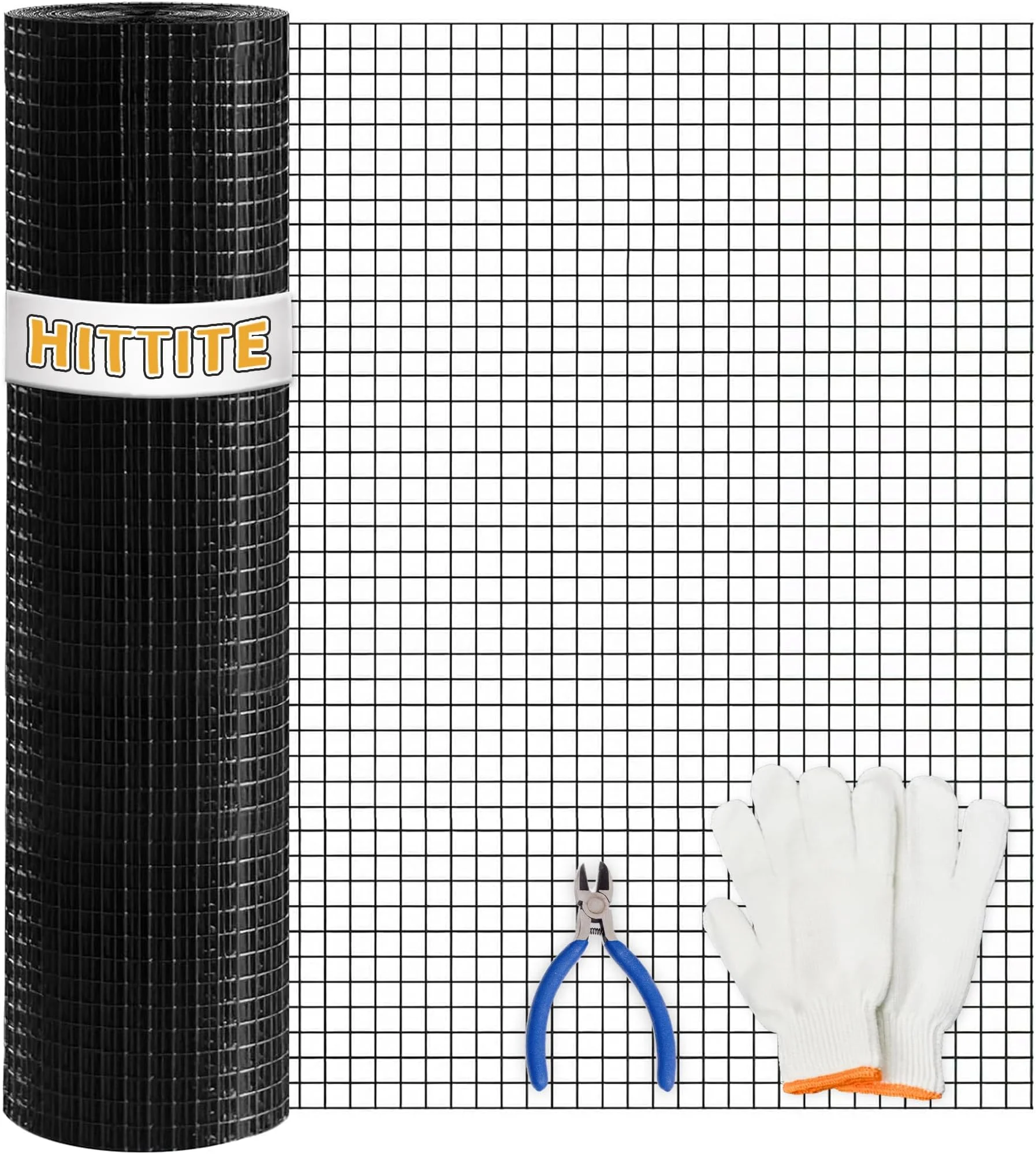 HITTITE Hardware Cloth 1/2 inch 36 x 50 ft, 19 Gauge Black PVC Coated Fence Wire Mesh Roll, Galvanized Welding Vinyl Coated Hardware Cloth for Chicken Coop and Home Improvement Projects.
