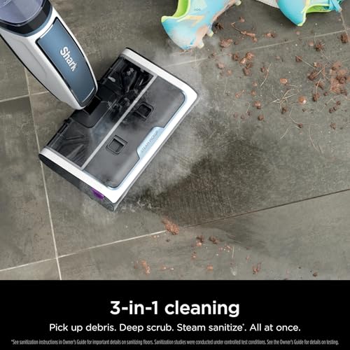 Shark SD201 Steam Pickup 3-in-1 Steam Mop Picks Up Debris, Deep Scrubs, & Steam Sanitizes All At Once, Lightweight Steam Cleaner for Home w/Sealed Hard Floors like Hardwood, Tile & Laminate (Renewed)