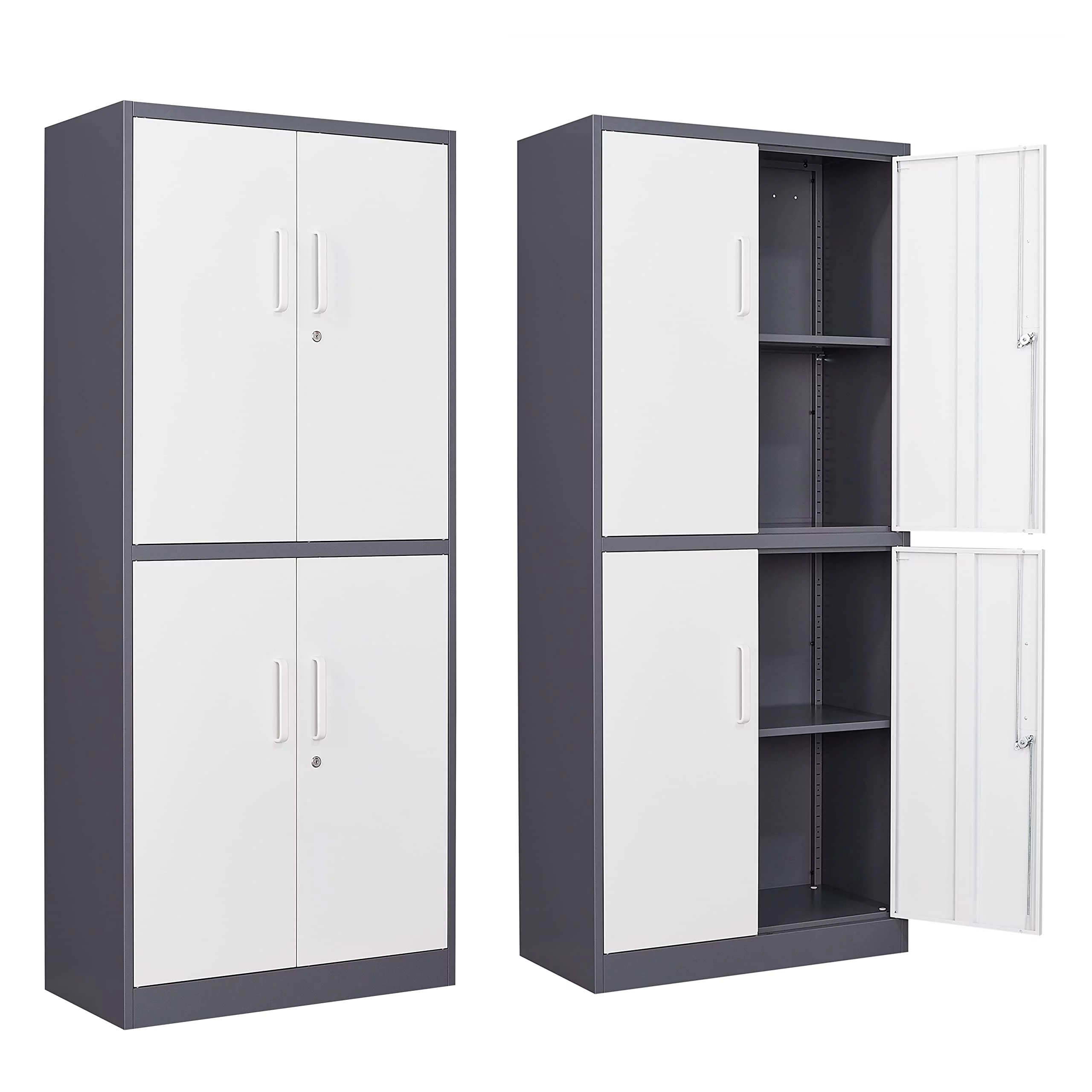 Fesbos Metal Storage Locking Cabinet with 4 Doors and 2 Adjustable Shelves,71