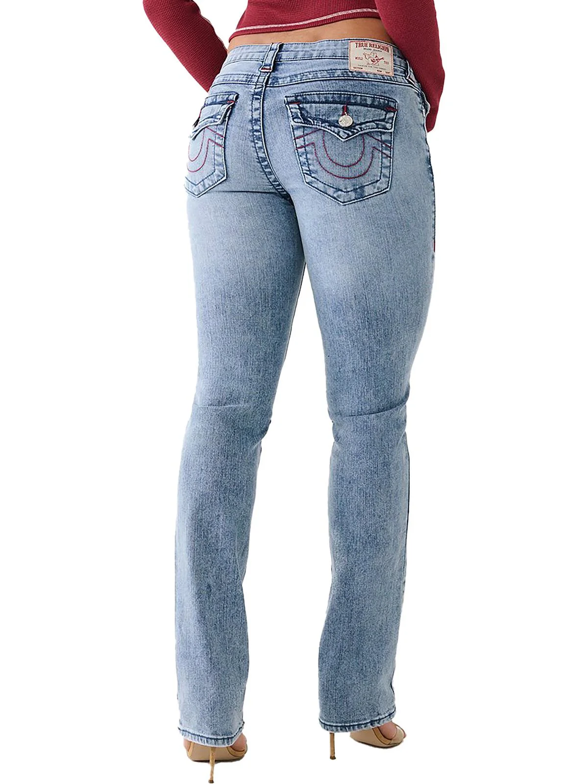 True Religion Womens Billie Mid-Rise Stretch Straight Leg Jeans