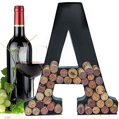 Made Easy Kit Metal Letter Wine Cork Keepsake Saver & Holder Monogram w/Free Wall Mount Kit A-Z (Letter S, Large)