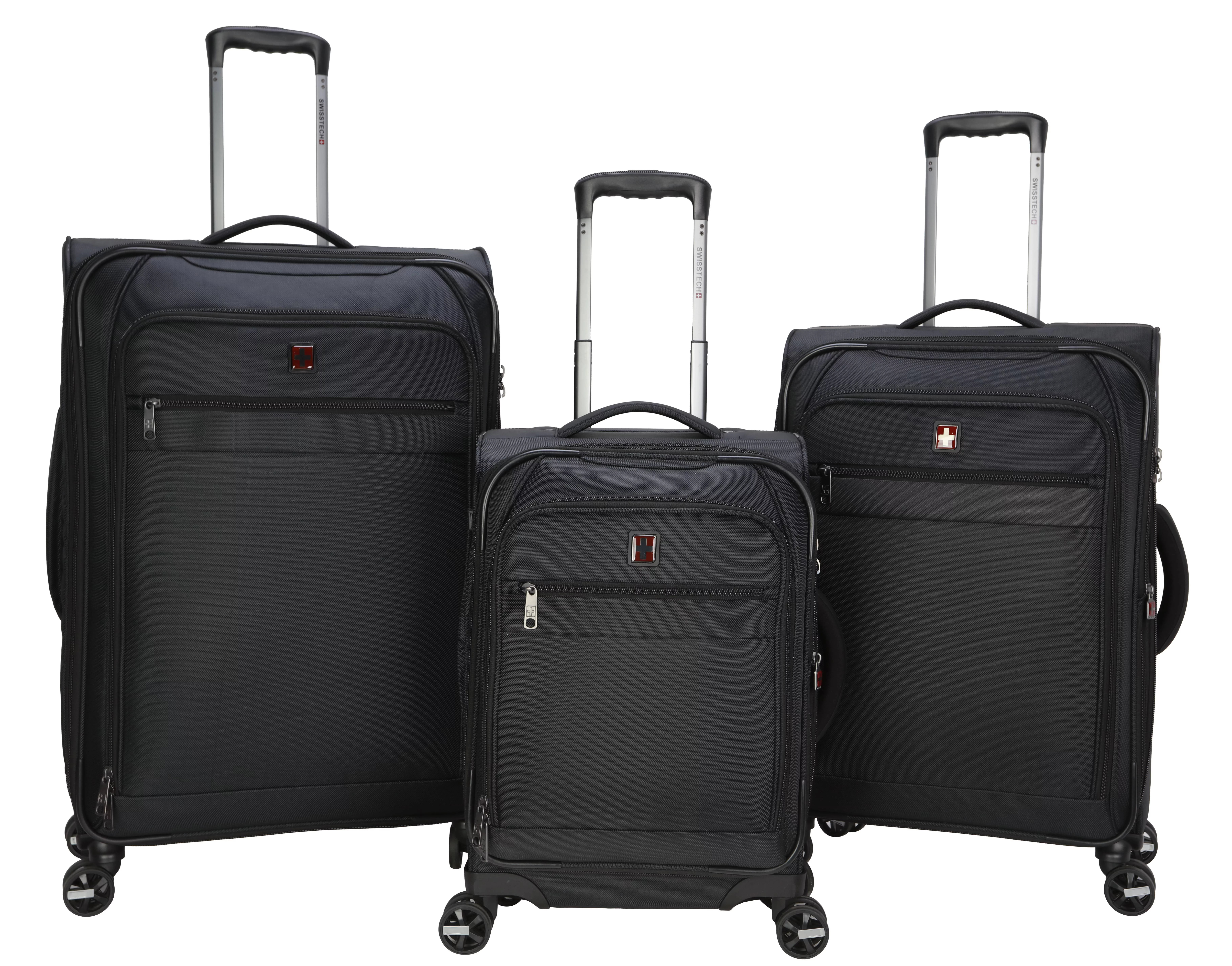 Swiss Tech 28in Softside Checked Luggage with 8-Wheel Spinner, Black