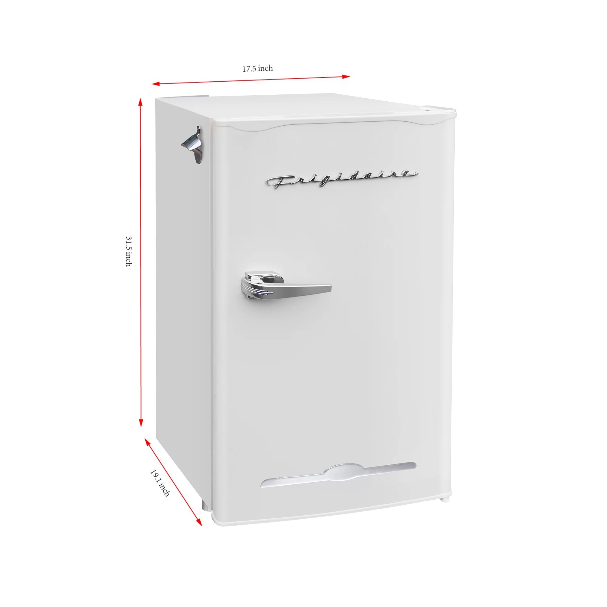 Frigidaire 3.2 Cu Ft Retro Mini Fridge With Side Bottle Opener, (EFR376) White
