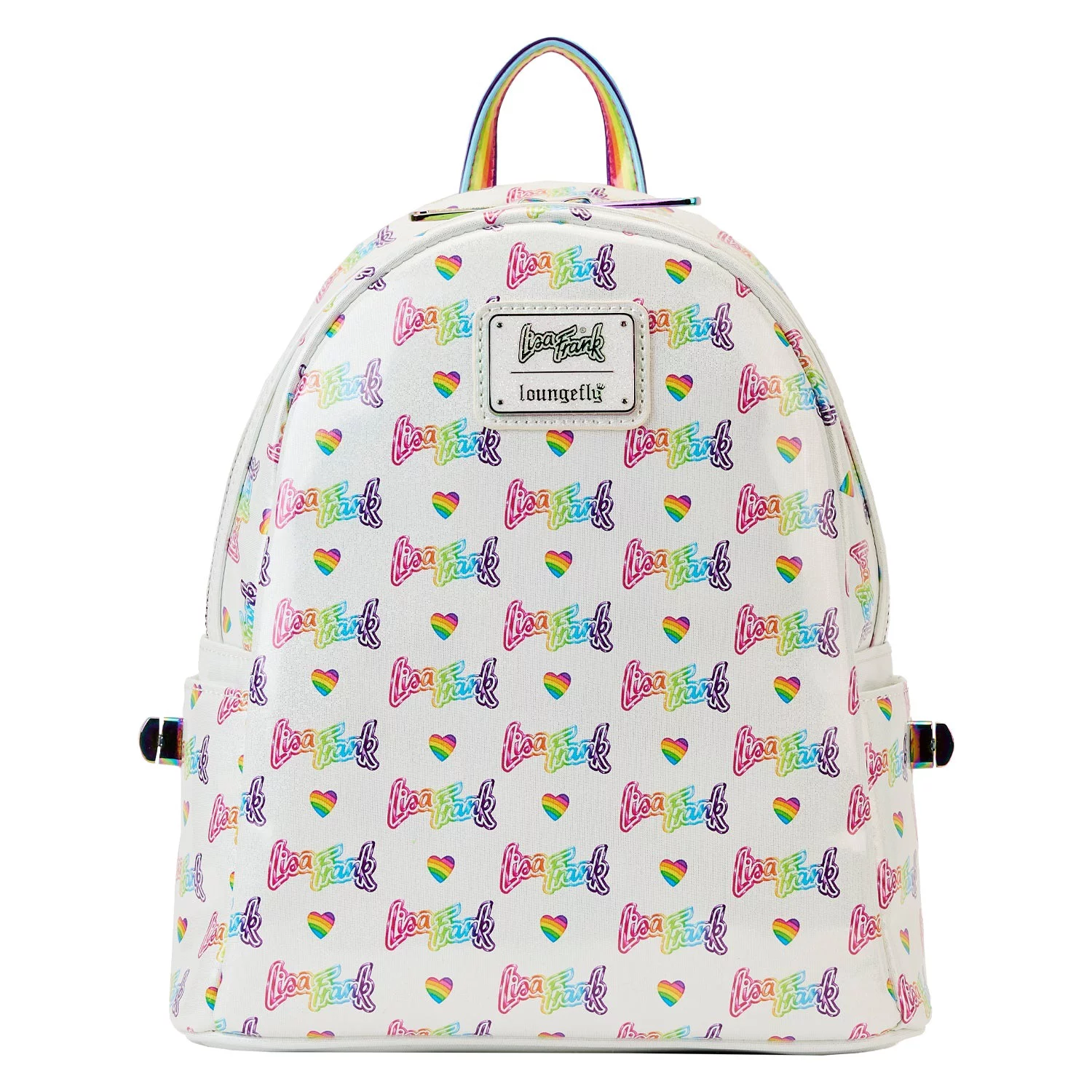 Loungefly Lisa Frank Logo Heart Detachable Rainbow Bag Mini Backpack
