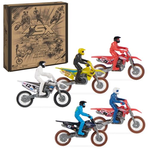 Authentic 5-Pack of 1:24 Scale Die-Cast Motorcycles with Rider Figure, Toy Moto Bike for Kids and Collectors Ages 3 and up
