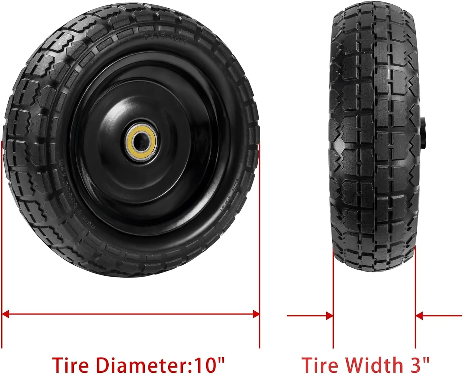 Gorilla Carts 10 Inch Replacement Tire and Wheel for Utility Lawn and Garden Cart, 2 Pack