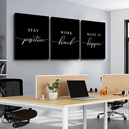 Framed Canvas Wall Art Success Quote For Office, Black Large Positive Motivational Poster, Set of 3, Execute Failure Definition, Inspirational Print (A-3pcs,12x16inchx3pcs)