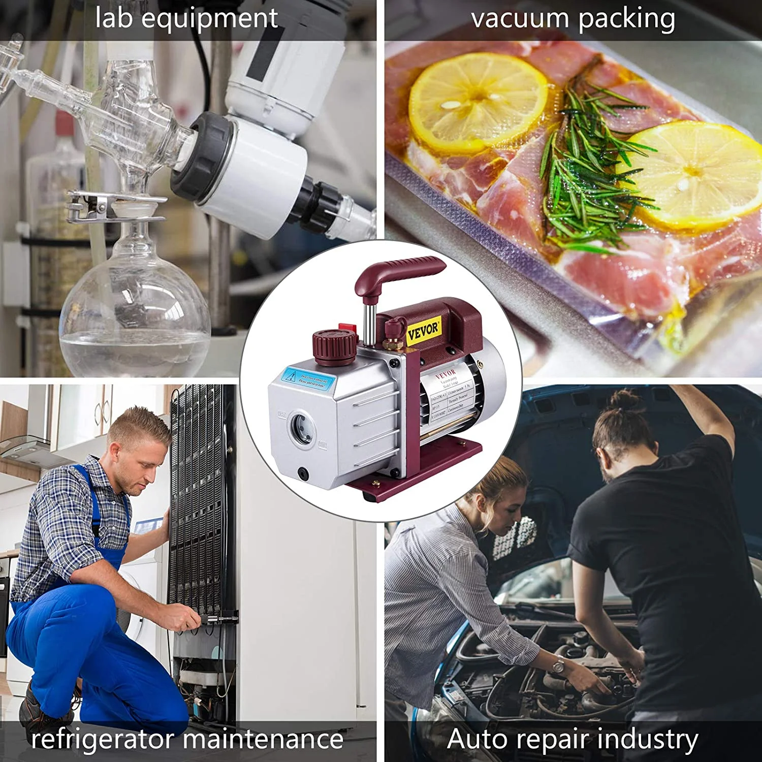 VEVOR Vacuum Pump 4.5CFM Vacuum Pump HVAC Single-Stage Rotary Vane Vacuum Pump 1/3HP 5PA Ultimate Air Conditioning Refrigerant Vacuum Pump