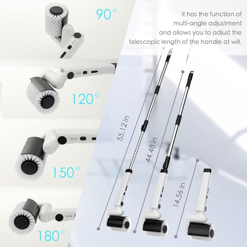 Cordless Electric Scrubber Brush - Power Scrubber for Bathroom, Kitchen, Car Wash, Multi-Surface Cleaning with 3 Replaceable Brush Heads