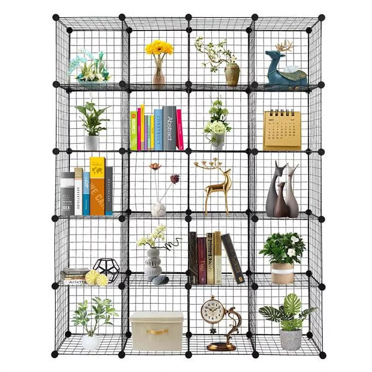 Cube Storage 20-Cube Metal Wire Cube Storage Cubes Shelves Cube Closet Organizer Stackable Storage Bins DIY Storage Grids Modular Wire Cubes Bookshelf Bookcase for Home Office