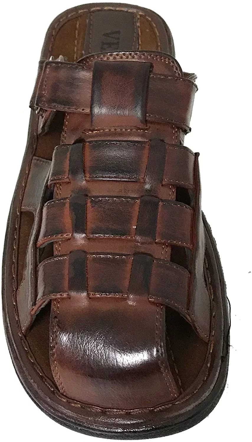 Men's Sandals Slides Closed Toe Hook and Loop Fisherman Flip Flops Slipper