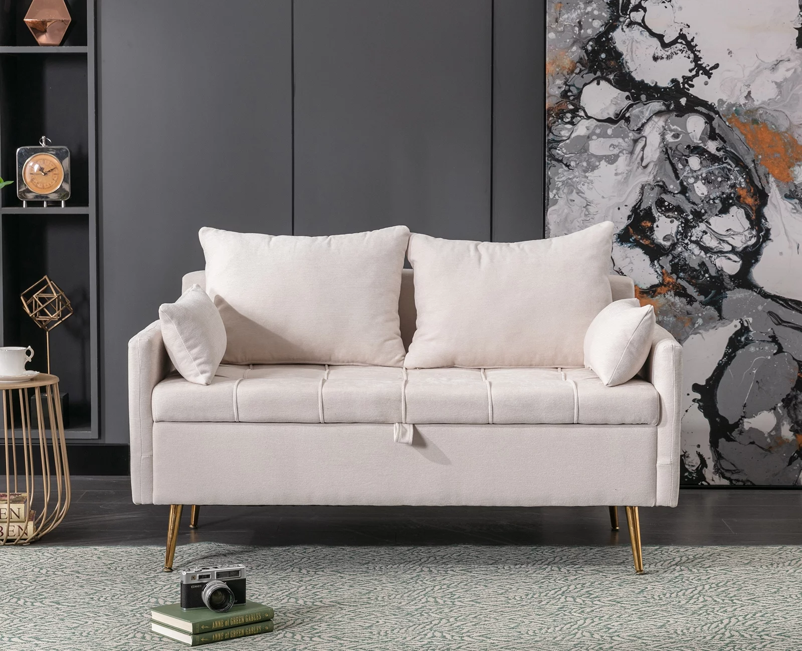 Guyou Modern Chenille Loveseat Sofa, 53