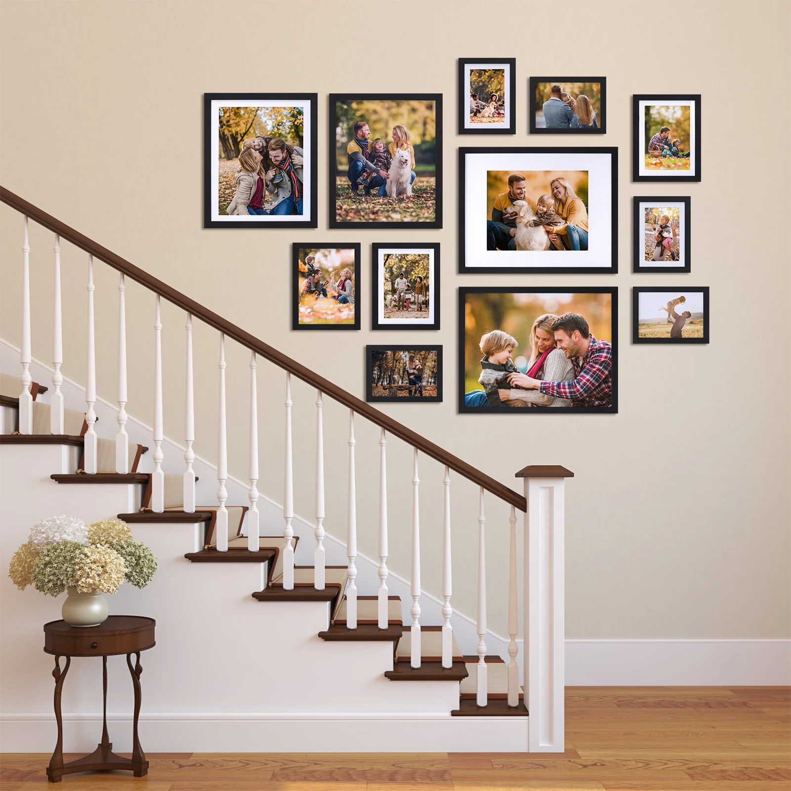 Giftgarden 8 x 10 Picture Frames Set of 15, Display 8 by 10 Photos with Mat or 9x11 Photos without Mat, Multi Matted Frames Bulk for Wall, Tabletop, Black