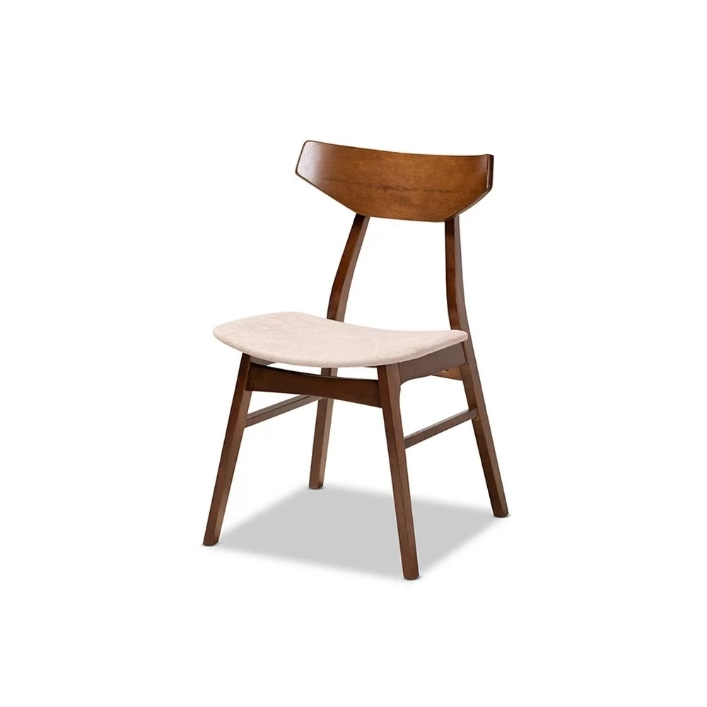 Timothy Mid-Century Modern Transitional Light Beige Fabric Upholstered and  Wood 5-Piece Dining Set