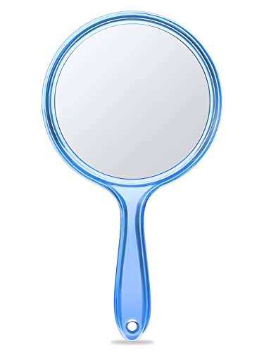OMIRO Hand Mirror, Double-Sided Handheld Mirror 1X/3X Magnifying Mirror with Handle, Pack of 1 (Transparent Black)