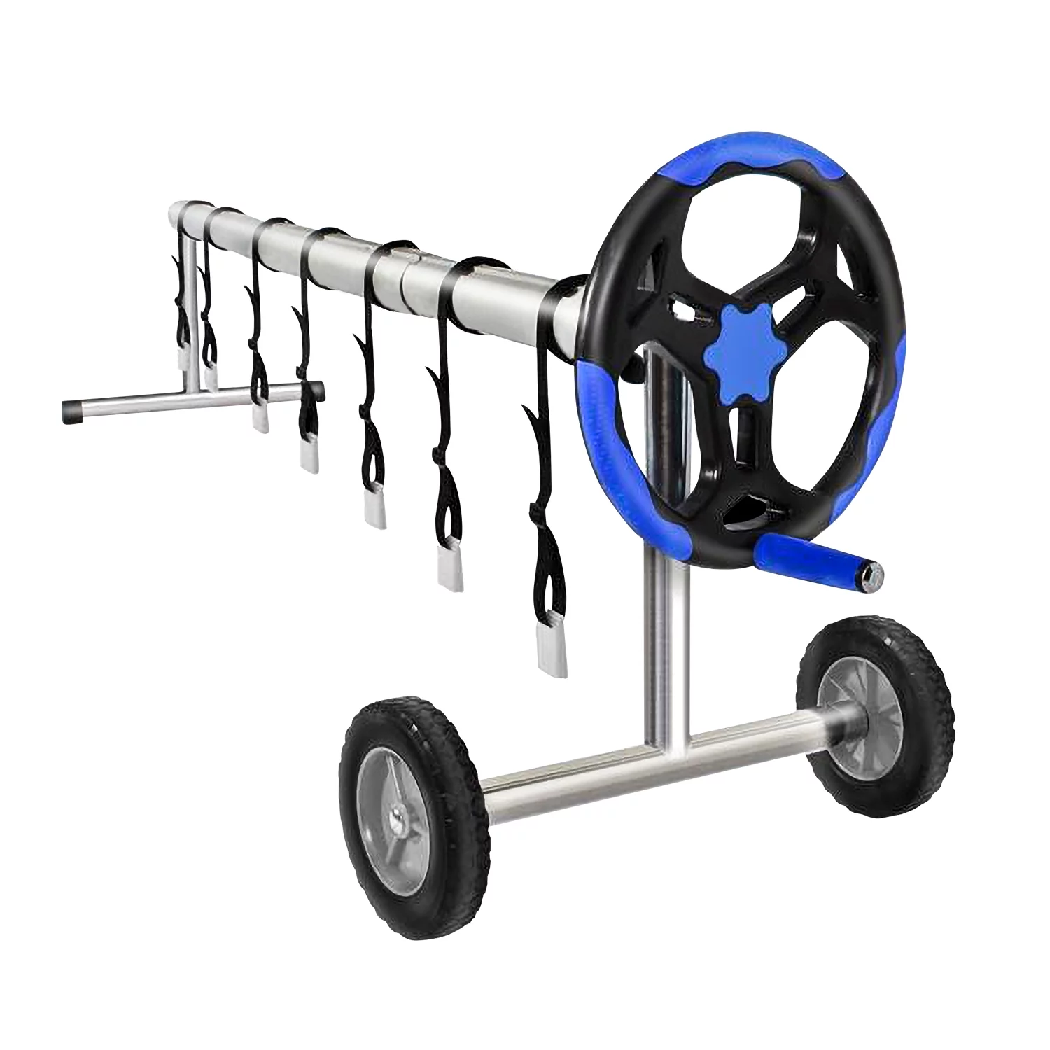 FULLWATT 20 Ft Pool Cover Reel Set Aluminum Inground Swimming Pool Solar Cover Blanket Reel Roller (Blue)