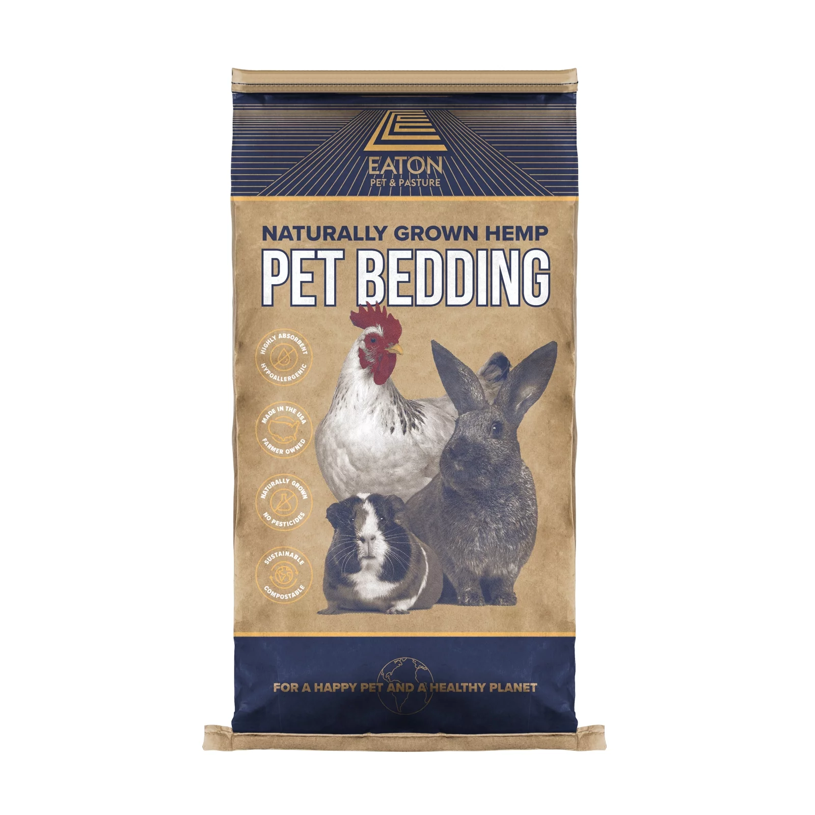 Eaton Pet and Pasture, Naturally Grown Hemp Pet Bedding for Chicken Coop, Rabbits, Hamsters, Small Pets, Highly Absorbent and Hypoallergenic, Eco-Friendly, Farmer Owned