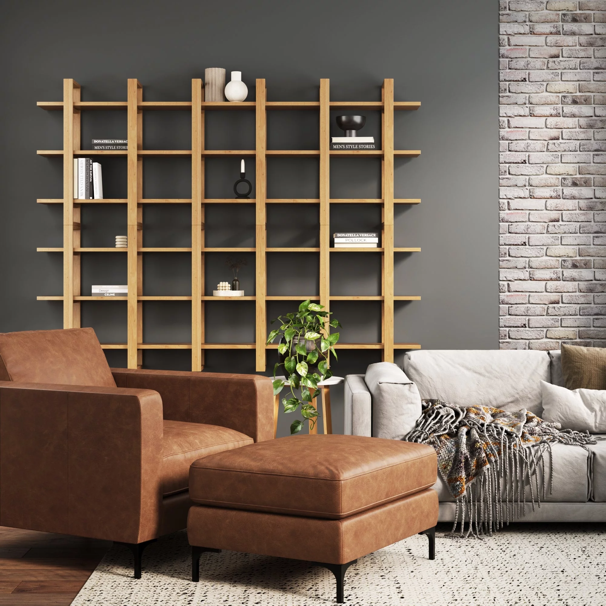 Nathan James Benji Floating Wall Book Shelves, 3-Tier Display Shelf, Decorative Modular Shelf in Solid Wood, Natural Brown