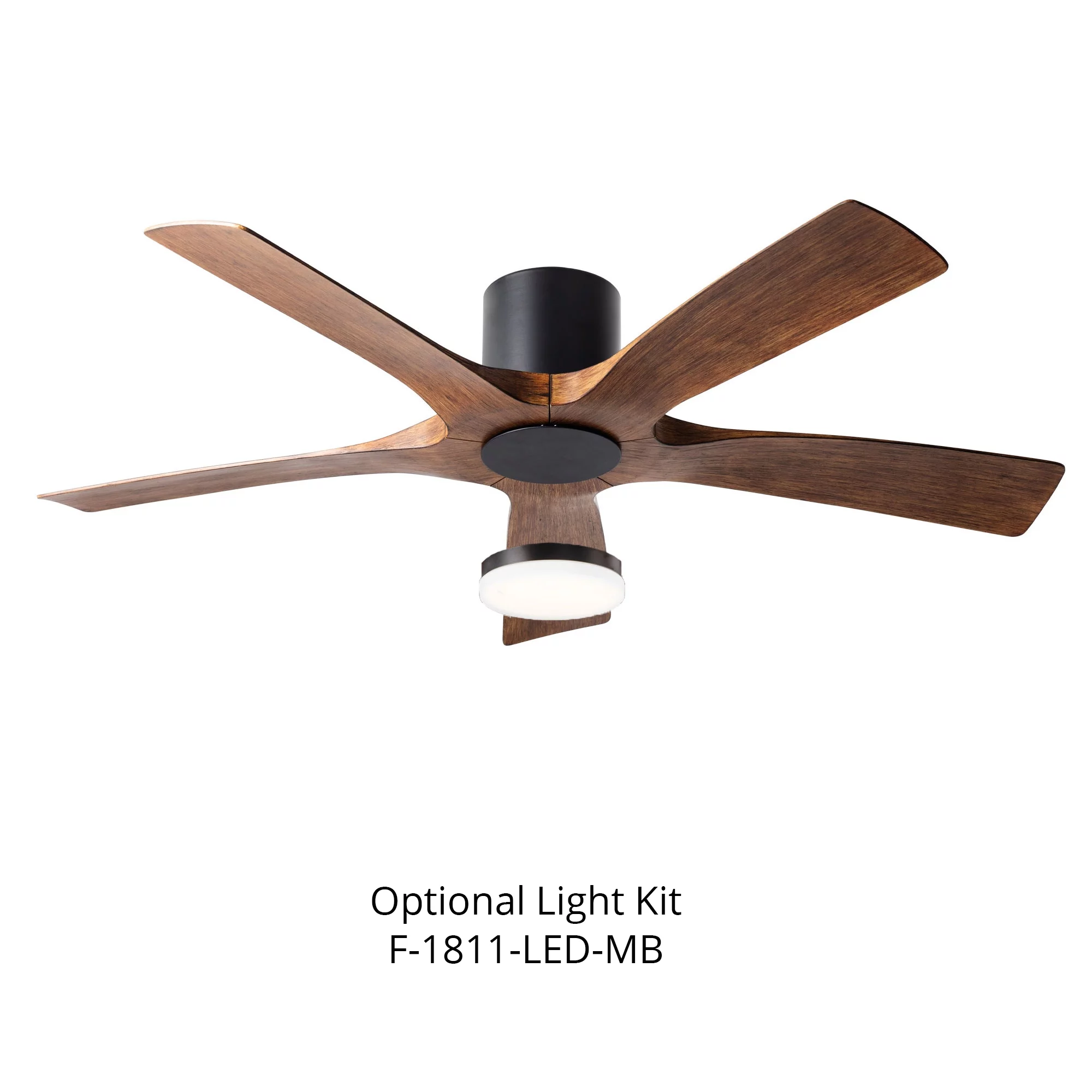 Aviator Indoor and Outdoor 5-Blade Smart Flush Mount Ceiling Fan 54in Matte Black Distressed Koa with Remote Control (Light Kit Sold Separately)