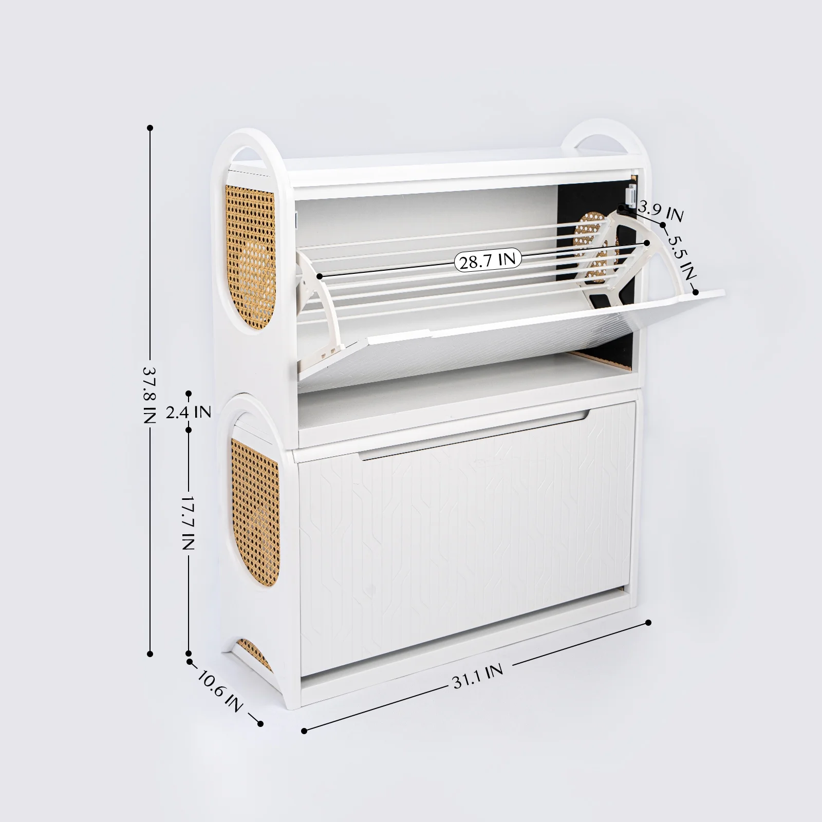 Shoe Cabinet for Entryway,Combination Detachable Shoe Storage Cabinet with Rattan,Flexible Use of Space,Morden Style,Suitable for Homes and Apartments（2 PCS）