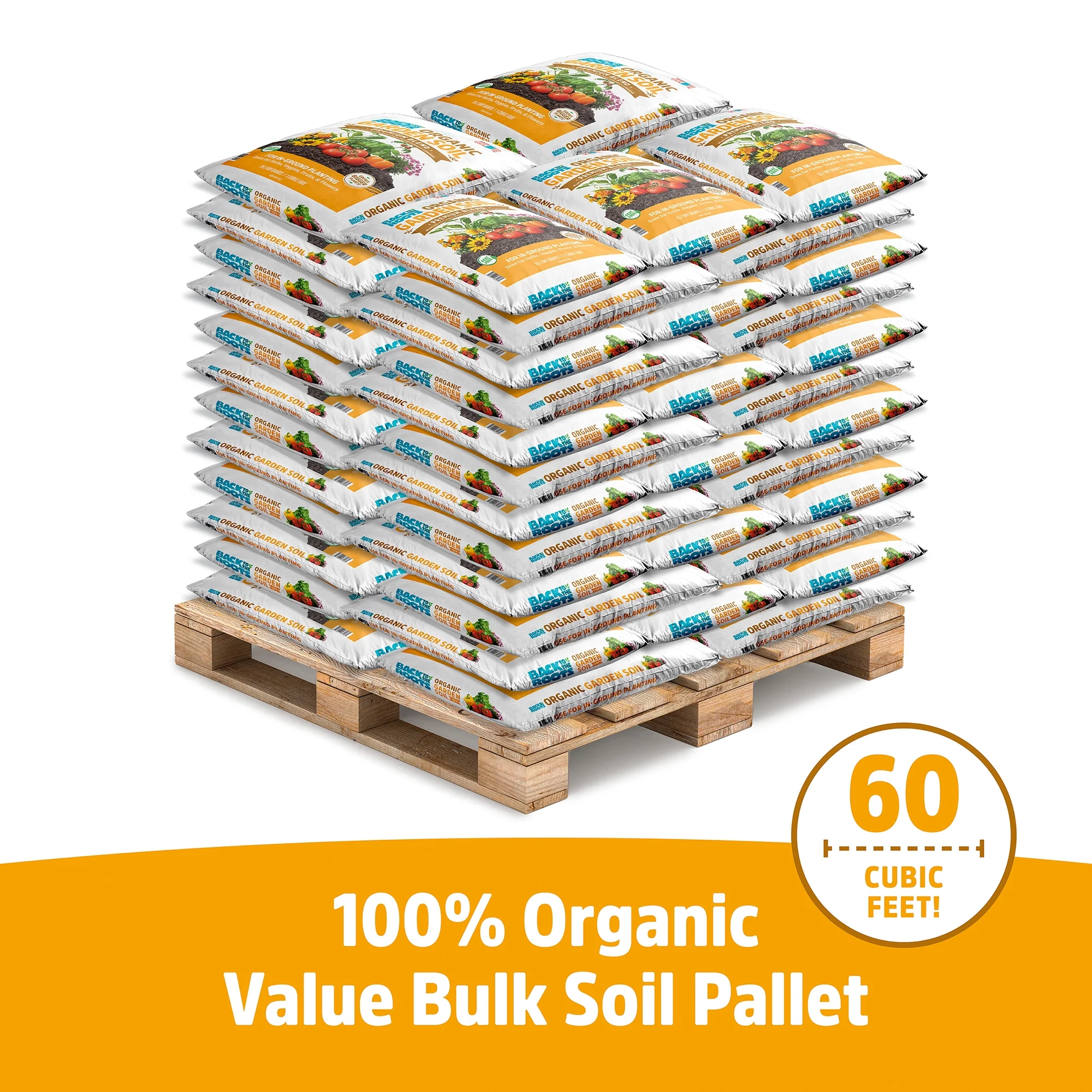 Back to the Roots Organic Garden Soil Pallet, 60 1 cu. ft. bags, 1900lb