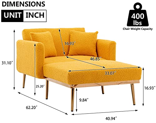 40.94'' Wide Modern Accent Chair with 3 Angles Adjustable Backrest+2-Pillow, Tufted Upholstered Chaise Lounge Chair, Recliner Armchair & Ottoman Set for Living Room, Bedroom (Velvet Pink-2)