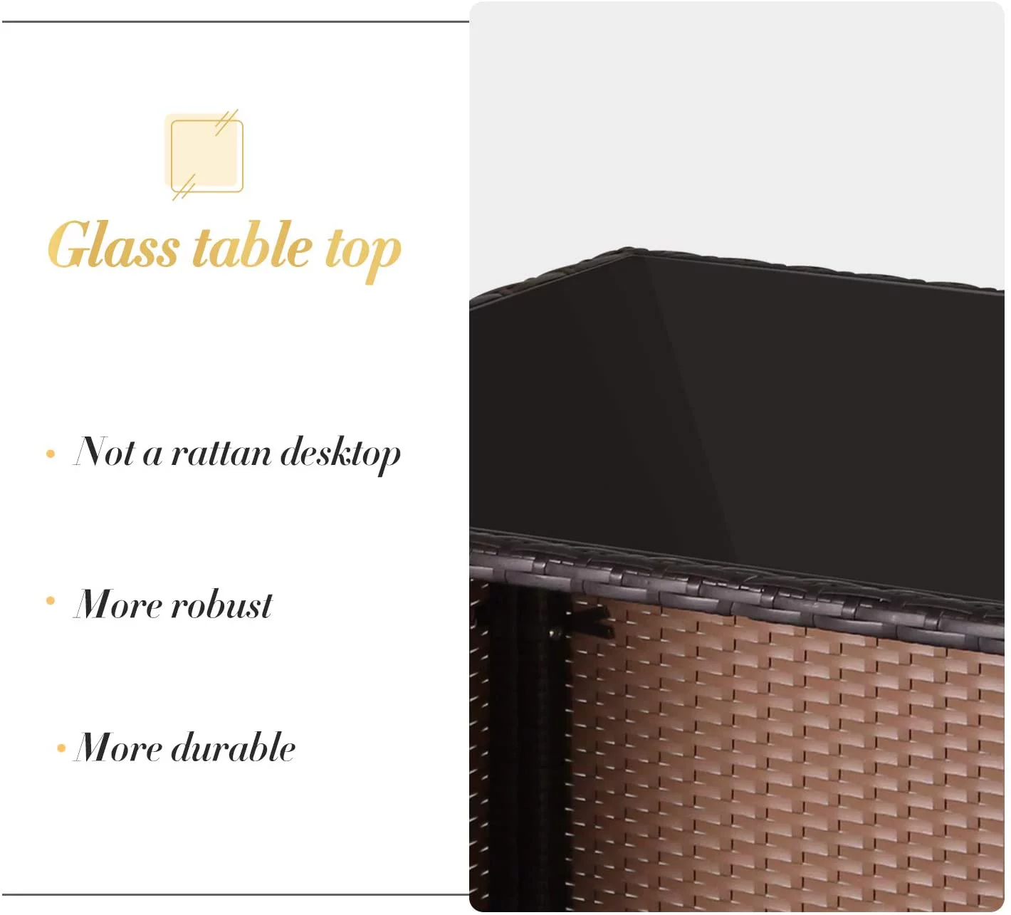 SUNCROWN 3-Piece Outdoor Wicker Bar Set Patio Furniture and Two Stools with Cushions,Brown