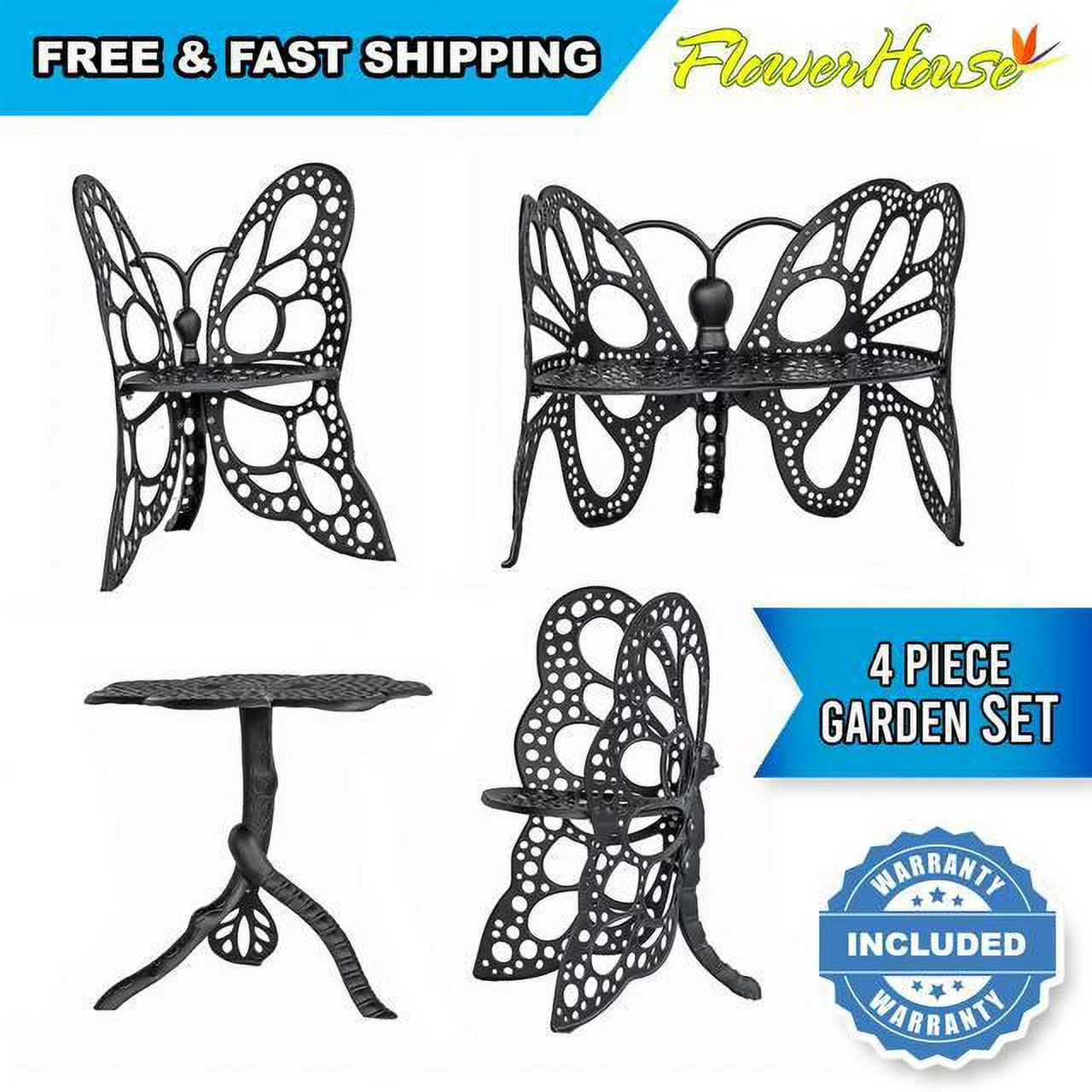 FlowerHouse  Butterfly Deluxe Garden Set - Black