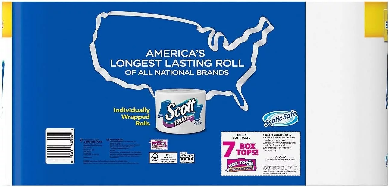 Scott 1000 Limited Edition Bath Tissue 1,000 Sheets, 45 Rolls, 45 Count Pack of 1
