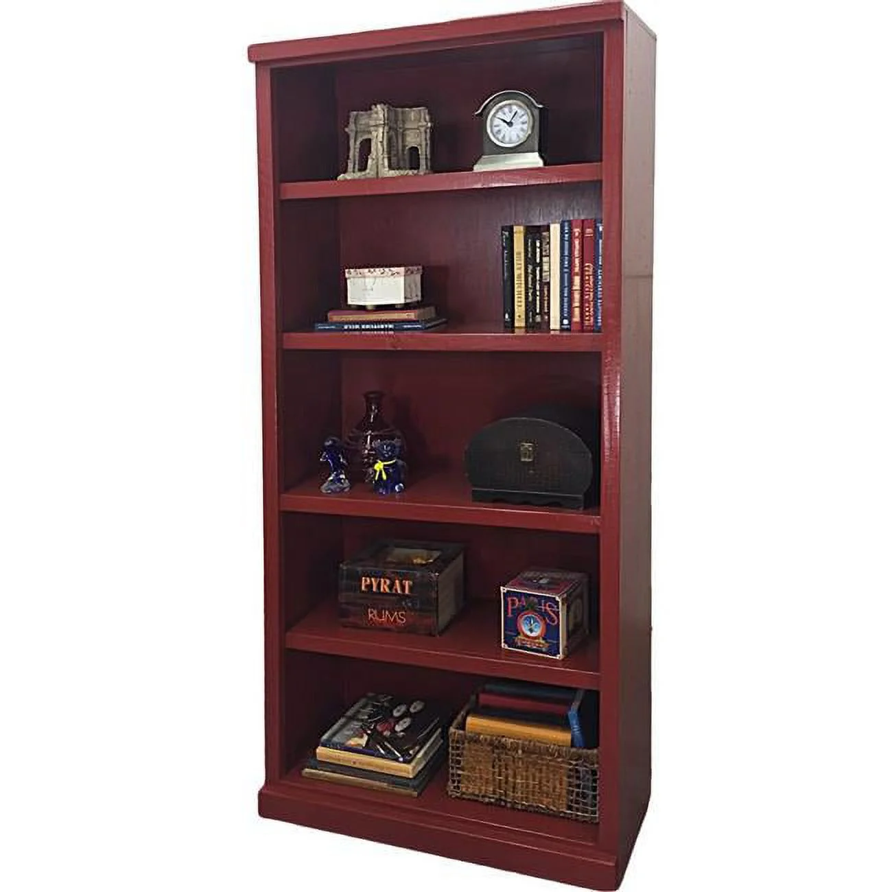 American Heartland 30372CM 72 in. Rustic Bookcase with 3 Adjustable Wood Shelves, Chocolate Mousse