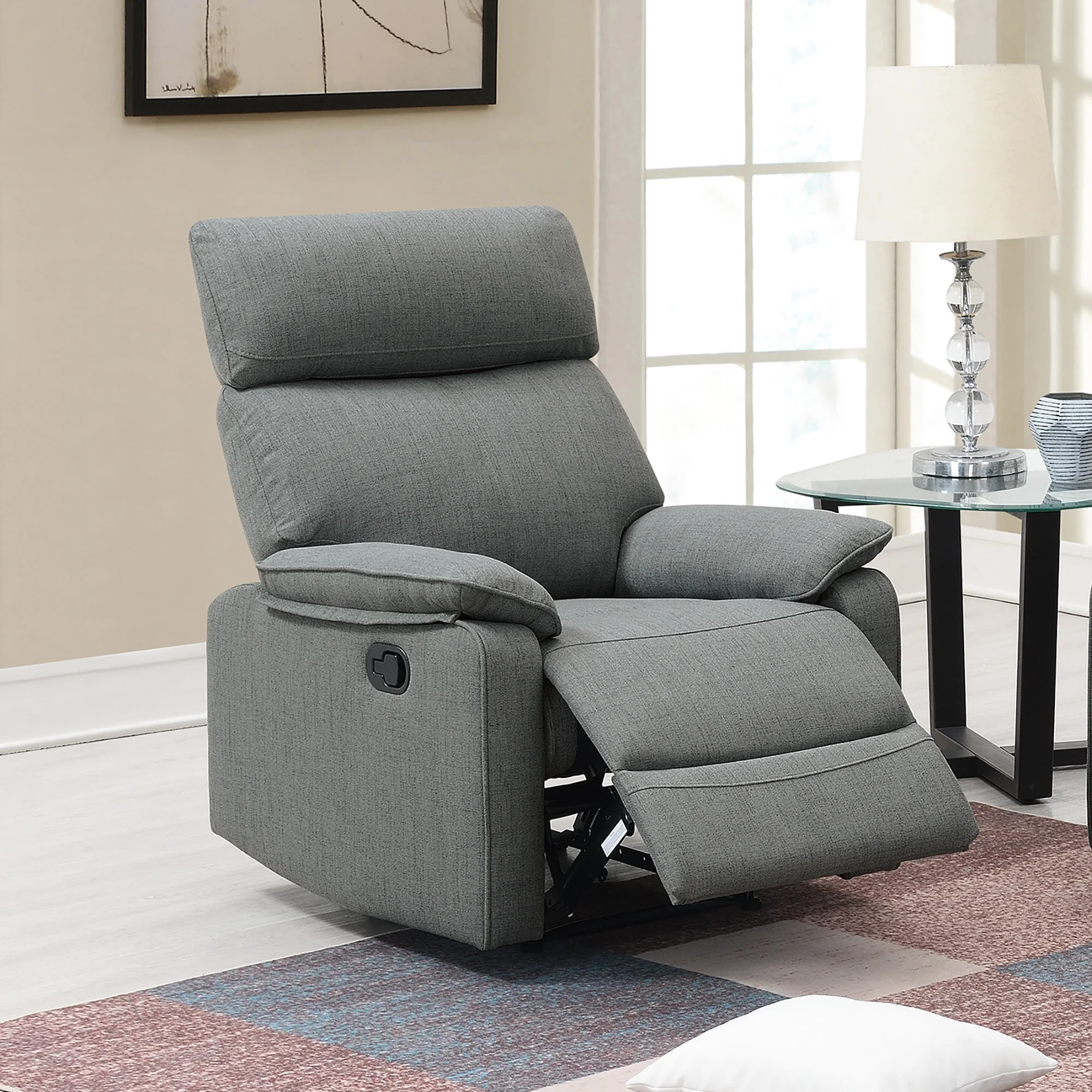 Poundex Single Recliner Manual-Gray