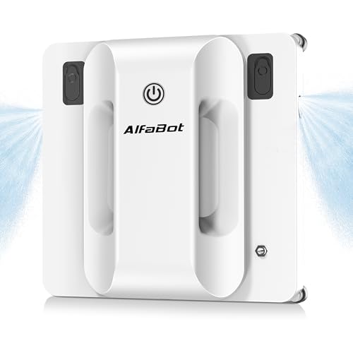 AlfaBot Window Cleaning Robot, Dual Water Spray,Intelligent Path Planning,2800Pa Suction Power, Wet/Dry Cleaning, Edge Detection Technology for High-Rise Window, Glass, Door, Mirror, Marble Wall