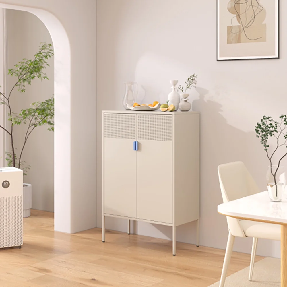 Knocbel Large Metal Accent Storage Locker Cabinet 2-Door Free Standing Sideboard Steel Buffet with Adjustable Inner Shelves for Office School Home, 15.75